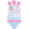 thumbnail image 1 of Disney Princess Cinderella Big Girls Tankini Top Bikini Bottom and Scrunchie 3 Piece Swimsuit Set Toddler to Big Kid, 1 of 5