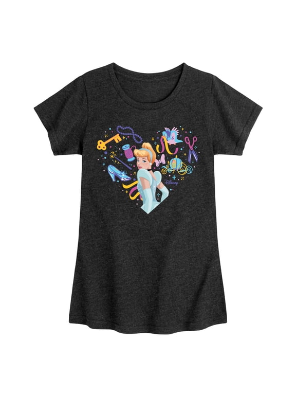 - Cinderella Heart Girls' Fitted Short Sleeve Graphic T-Shirt