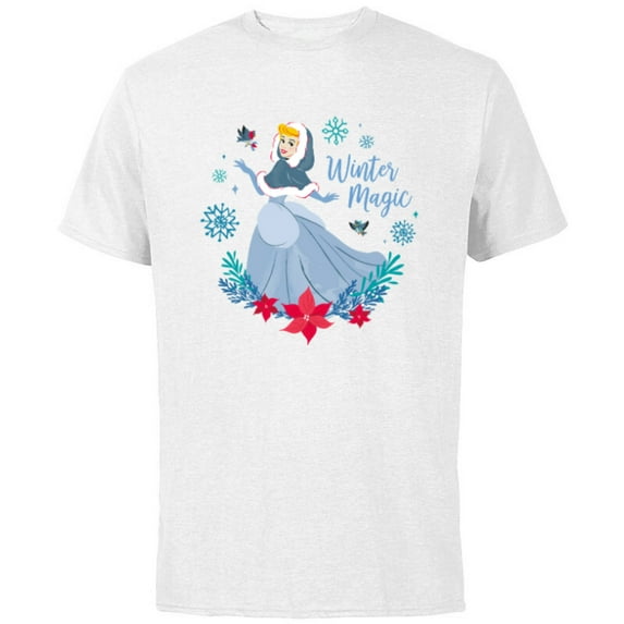 Disney Princess Cinderella Holiday Christmas Winter Magic - Short Sleeve Cotton T-Shirt for Adults - Customized-White