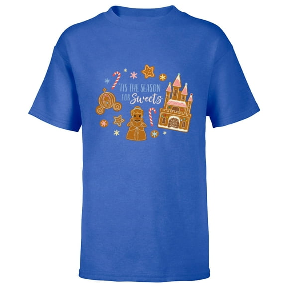 Disney Princess Cinderella Holiday Gingerbread Season Sweets - Short Sleeve T-Shirt for Kids - Customized-Royal