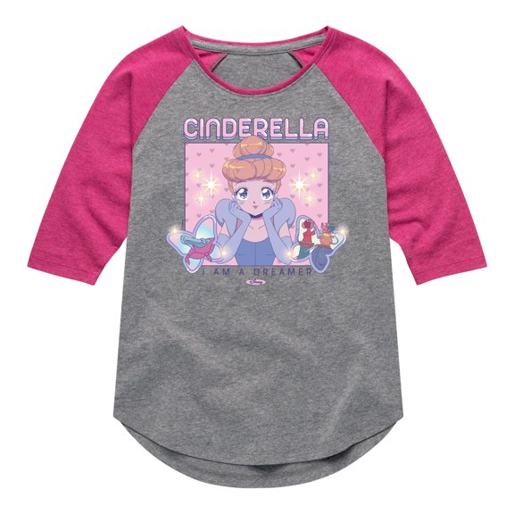 Disney Princess - Cinderella I Am A Dreamer - Toddler & Youth Girls Raglan Graphic T-Shirt