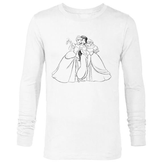 Disney Princess Cinderella Jasmine Ariel Coloring Book - Long Sleeve T-Shirt for Men - Customized-White