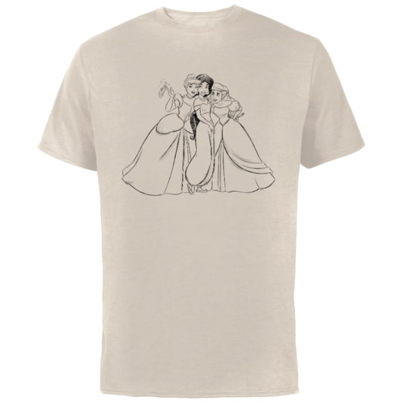 Disney Princess Cinderella Jasmine Ariel Coloring Book - Short Sleeve Cotton T-Shirt for Adults - Customized-Natural