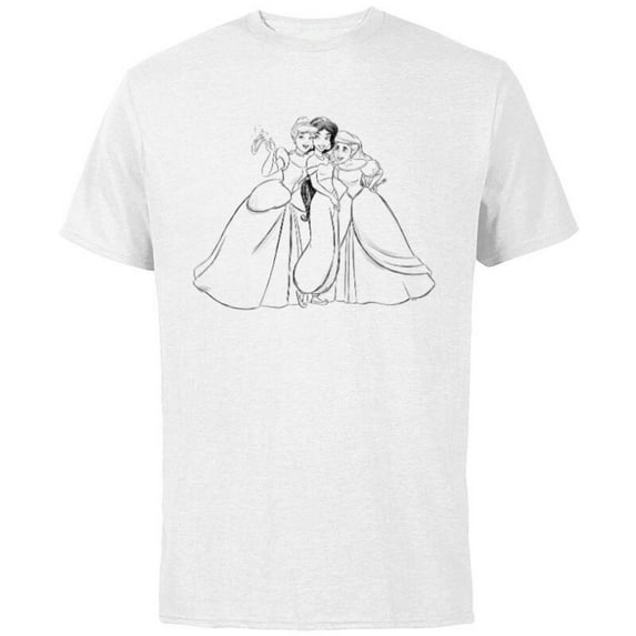 Disney Princess Cinderella Jasmine Ariel Coloring Book - Short Sleeve Cotton T-Shirt for Adults - Customized-White