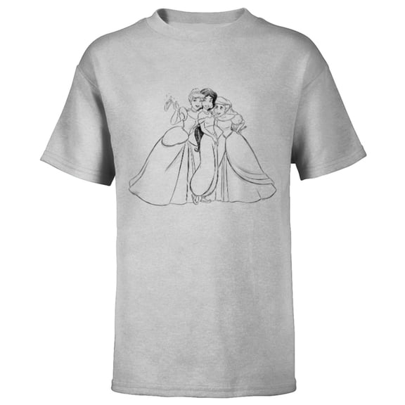 Disney Princess Cinderella Jasmine Ariel Coloring Book - Short Sleeve T-Shirt for Kids - Customized-Athletic Heather