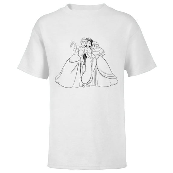 Disney Princess Cinderella Jasmine Ariel Coloring Book - Short Sleeve T-Shirt for Kids - Customized-White