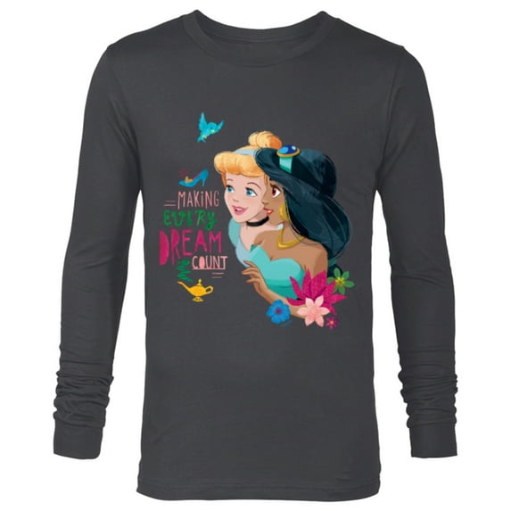 Disney Princess Cinderella Jasmine Making Every Dream Count - Long Sleeve T-Shirt for Men - Customized-Charcoal Heather