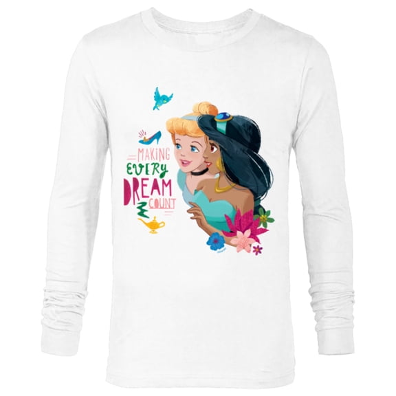 Disney Princess Cinderella Jasmine Making Every Dream Count - Long Sleeve T-Shirt for Men - Customized-White