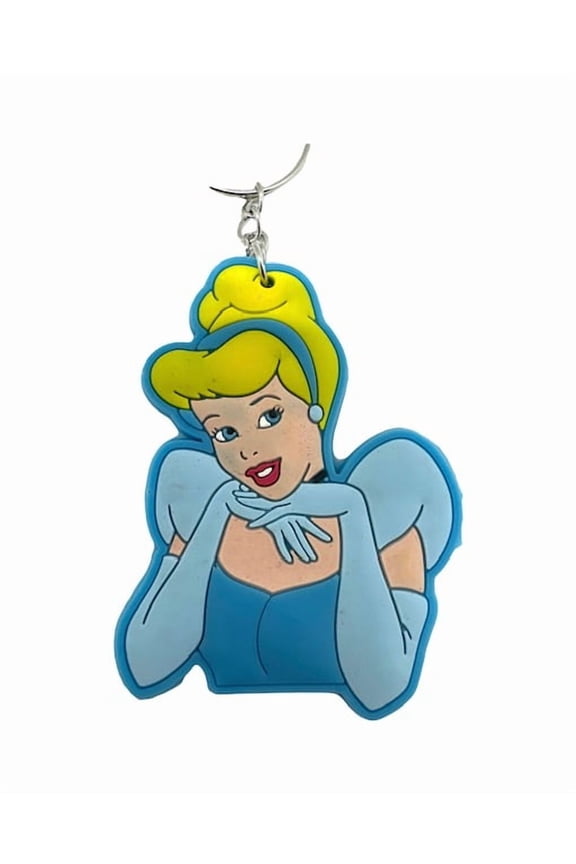Princess Cinderella 3D Keychain  Light Blue Soft Rubber