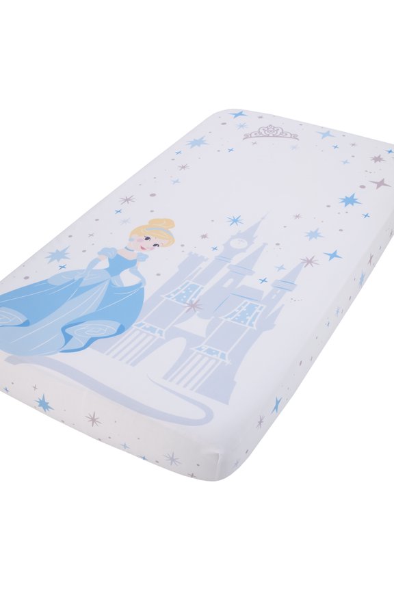 Princess Cinderella - Light Blue and White Photo Op Fitted Crib Sheet