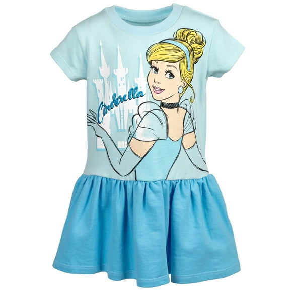 Disney Princess Cinderella Little Girls French Terry Dress Toddler to Big Kid
