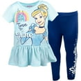 thumbnail image 1 of Disney Princess Cinderella Little Girls Graphic T-Shirt and Jogger Leggings Blue 7-8, 1 of 5