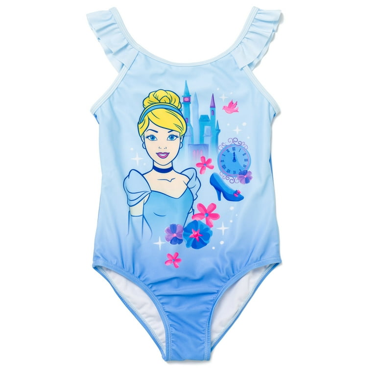 Disney Princess Cinderella Little Girls One Piece Bathing Suit Blue 6