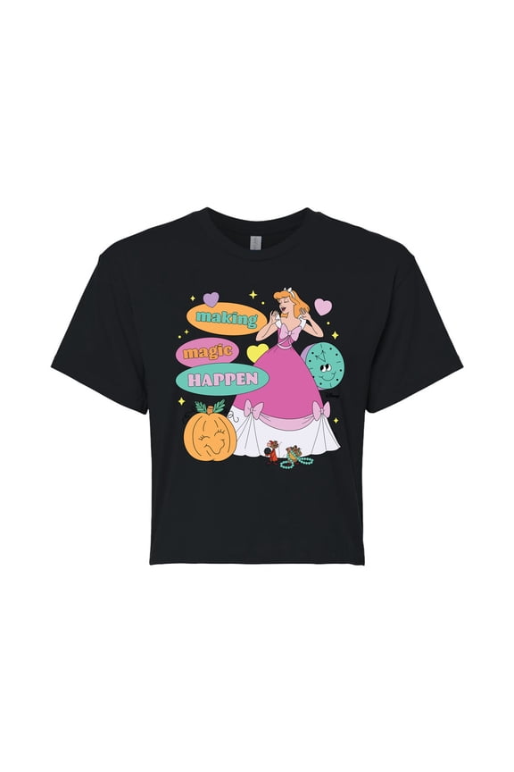- Cinderella Making Magic Happen - Junior's Cropped T-Shirt
