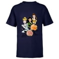 thumbnail image 1 of Disney Princess Cinderella Mulan Belle Floral - Short Sleeve T-Shirt for Kids - Customized-Navy, 1 of 5