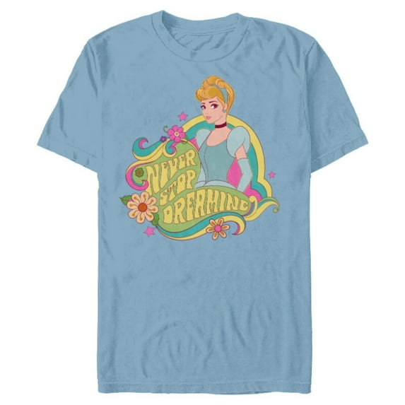 Disney Princess Cinderella Never Stop Dreaming - Short Sleeve Blended T-Shirt for Adults - Customized-Ocean Blue