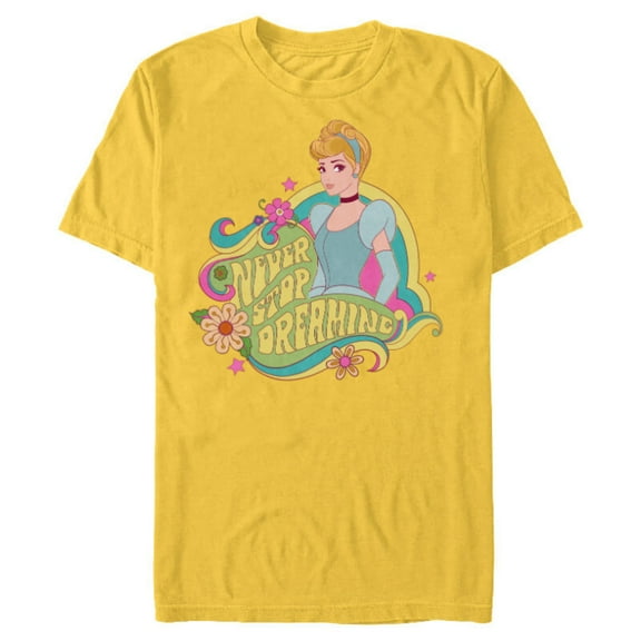 Disney Princess Cinderella Never Stop Dreaming - Short Sleeve Blended T-Shirt for Adults - Customized-Yellow