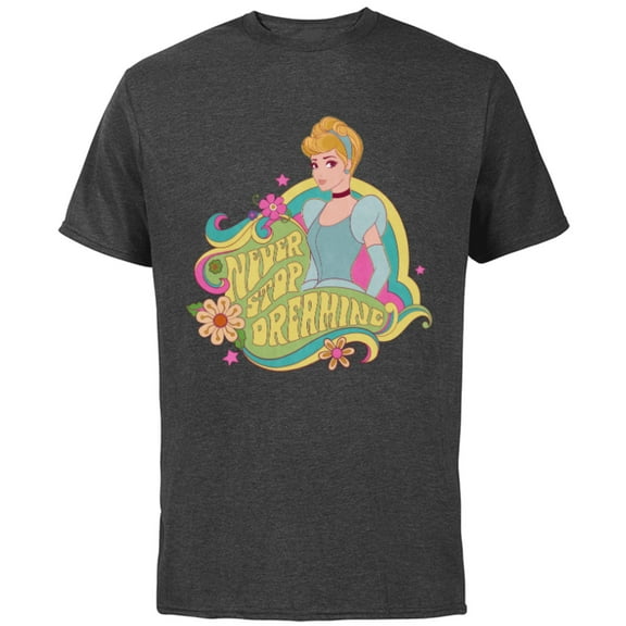 Disney Princess Cinderella Never Stop Dreaming - Short Sleeve Cotton T-Shirt for Adults - Customized-Charcoal
