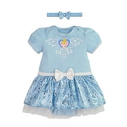 newborn disney princess dress Disney Princess Cinderella Infant Baby Girls Cosplay Bodysuit With Skirt Overlay & Headband Outfit Set Pastel Blue 18 Months