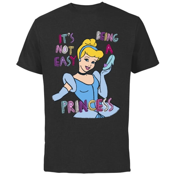 Disney Princess Cinderella Not Easy Being a Princess T-Shirt - Short Sleeve Cotton T-Shirt for Adults - Customized-Black