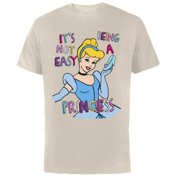 Disney Princess Cinderella Not Easy Being a Princess T-Shirt - Short Sleeve Cotton T-Shirt for Adults - Customized-Natural