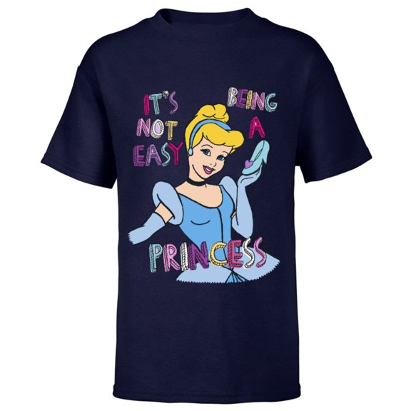 Disney Princess Cinderella Not Easy Being a Princess T-Shirt - Short Sleeve T-Shirt for Kids - Customized-Navy