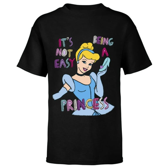Disney Princess Cinderella Not Easy Being a Princess T-Shirt - Short Sleeve T-Shirt for Kids - Customized-Black