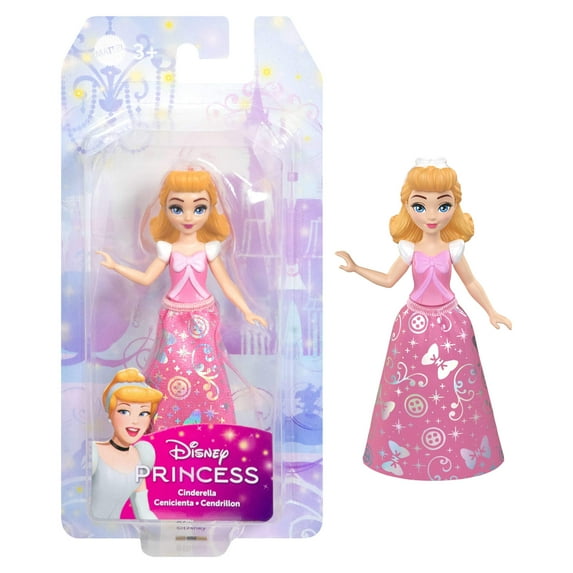 Disney Princess Cinderella Posable Small Doll in Shiny Outfit with Removable Skirt, Inspired by Movie