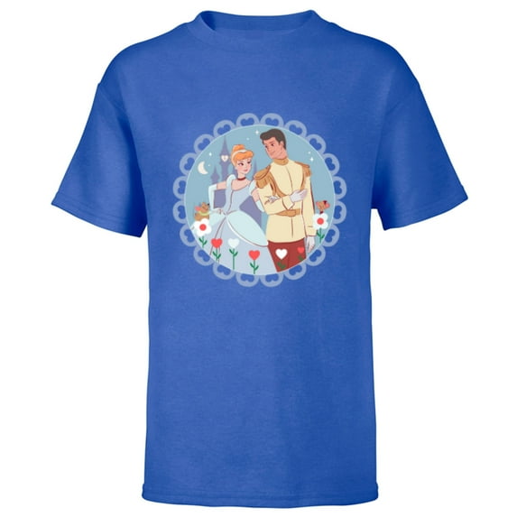 Disney Princess Cinderella & Prince Charming Valentine’s Day - Short Sleeve T-Shirt for Kids - Customized-Royal