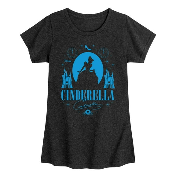 Disney Princess - Cinderella Silhouette - Girls Fitted Short Sleeve T-Shirt