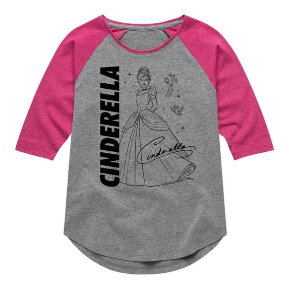 Disney Princess - Cinderella Sketch - Toddler & Youth Girls Raglan Graphic T-Shirt
