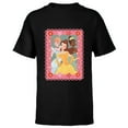 thumbnail image 1 of Disney Princess Cinderella Tiana Belle Valentine Day Friends - Short Sleeve T-Shirt for Kids - Customized-Black, 1 of 5