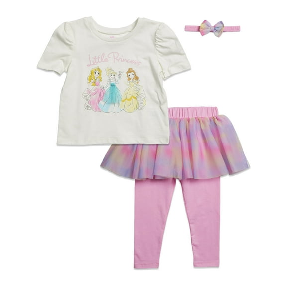 Disney Princess Cinderella Toddler Girls T-Shirt Leggings and Headband 3 Piece Outfit Set Toddler to Little Kid