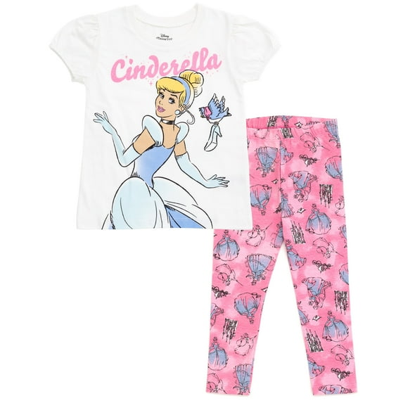 Disney Princess Cinderella Toddler Girls T-Shirt and Capri Leggings Outfit Set Cinderella Pink 5T