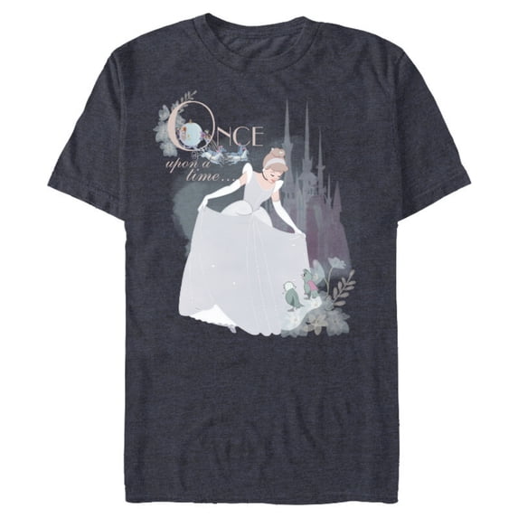Disney Princess Cinderella Vintage Once Upon a Time T-Shirt- Short Sleeve Blended T-Shirt for Adults - Customized-Navy Heather