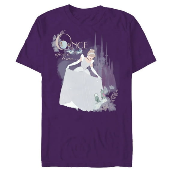 Disney Princess Cinderella Vintage Once Upon a Time T-Shirt- Short Sleeve Blended T-Shirt for Adults - Customized-Purple