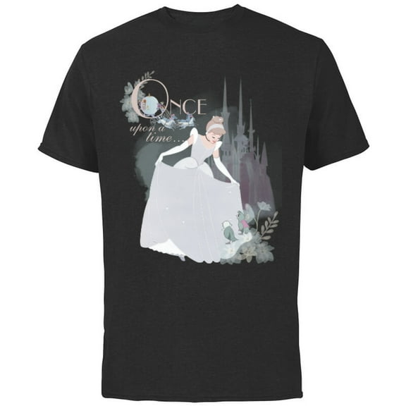 Disney Princess Cinderella Vintage Once Upon a Time T-Shirt - Short Sleeve Cotton T-Shirt for Adults - Customized-Black