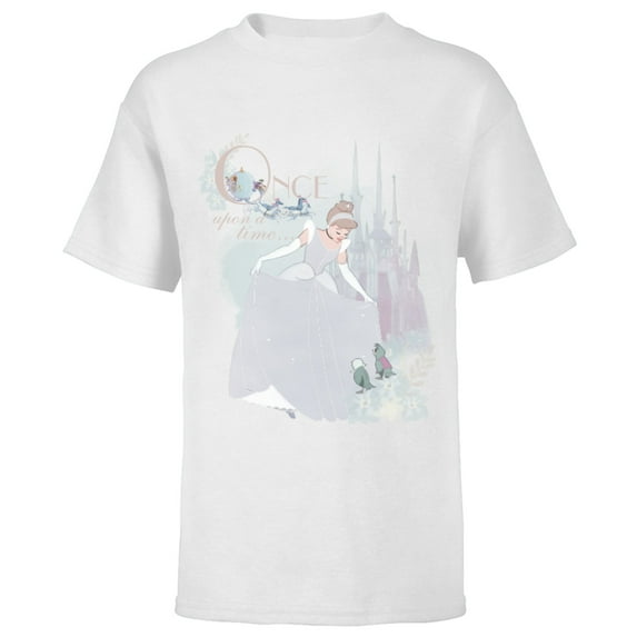 Disney Princess Cinderella Vintage Once Upon a Time T-Shirt - Short Sleeve T-Shirt for Kids - Customized-White