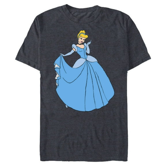 Disney Princess Cinderella in Ballgown Classic T-Shirt- Short Sleeve Blended T-Shirt for Adults - Customized-Navy Heather