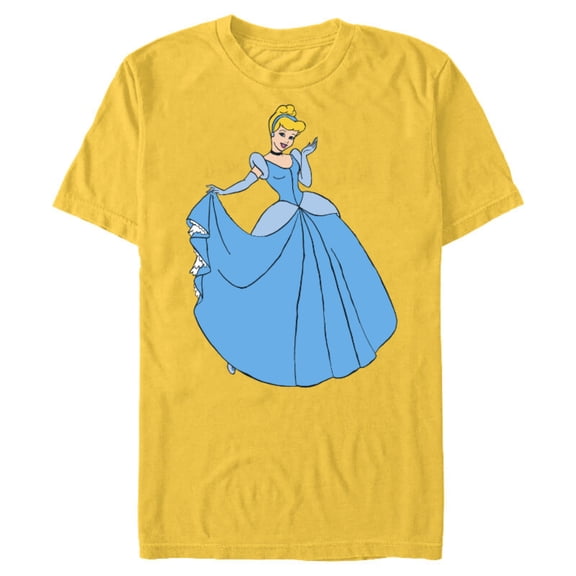 Disney Princess Cinderella in Ballgown Classic T-Shirt- Short Sleeve Blended T-Shirt for Adults - Customized-Yellow