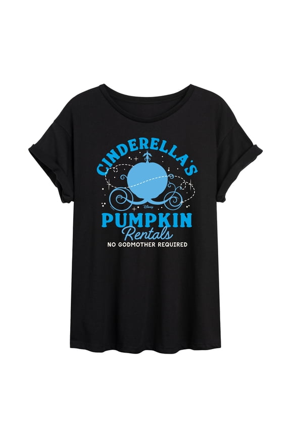 - Cinderella's Pumpkin Rentals - Juniors Oversized Graphic T-Shirt