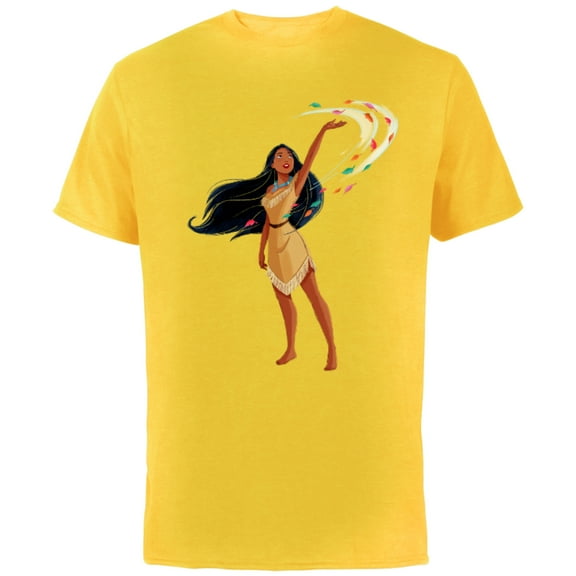 Disney Princess Classic Pocahontas - Short Sleeve Cotton T-Shirt for Adults - Customized-Yellow