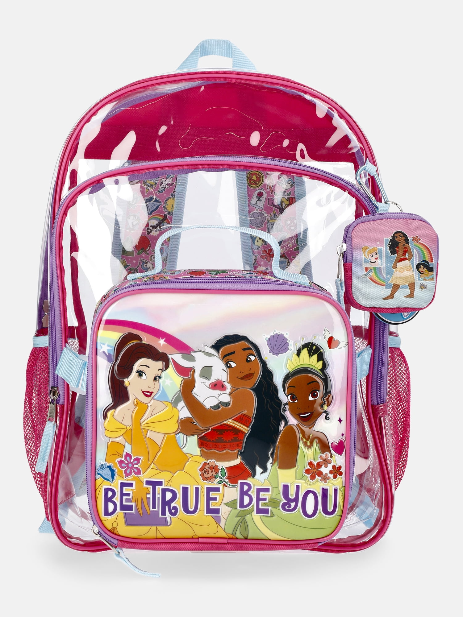 Disney Princess Clear Backpack Set with Lunch Box and Bag Charms