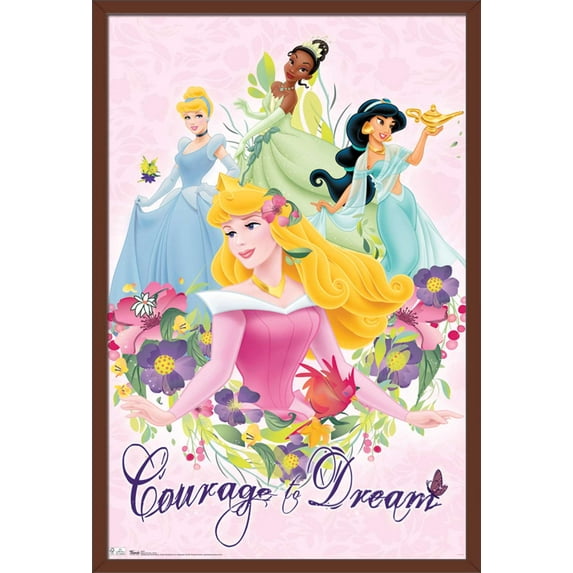 Disney Princess - Courage and Dream Wall Poster, 22.375" x 34", Framed