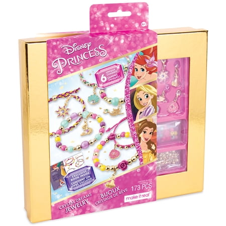 Disney Princess: Crystal Dreams Jewelry Kit - Create 6 Unique Charm Bracelets, Make It Real, 173 Pcs, Tweens & Girls, All-In-One, DIY Bead Jewelry Kit, Arts & Crafts, Kids Ages 6+