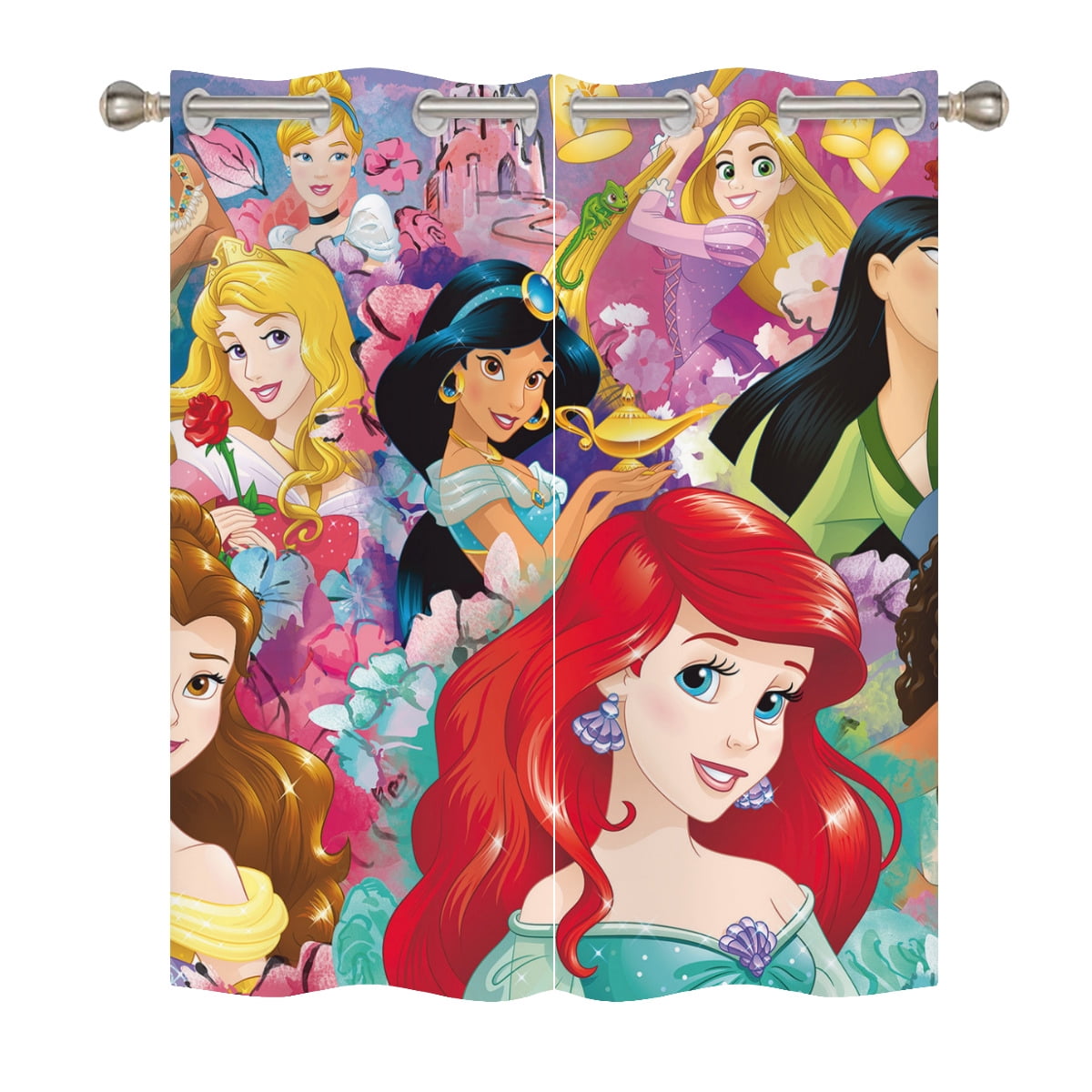 Disney Princess Curtains 63 Inch Length, Thermal Insulation Blackout