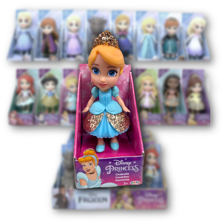 Disney Princess Cute Mini Poseable Miniature 3.5" Toddler Doll Blue CINDERELLA Packed in Clear Display Box