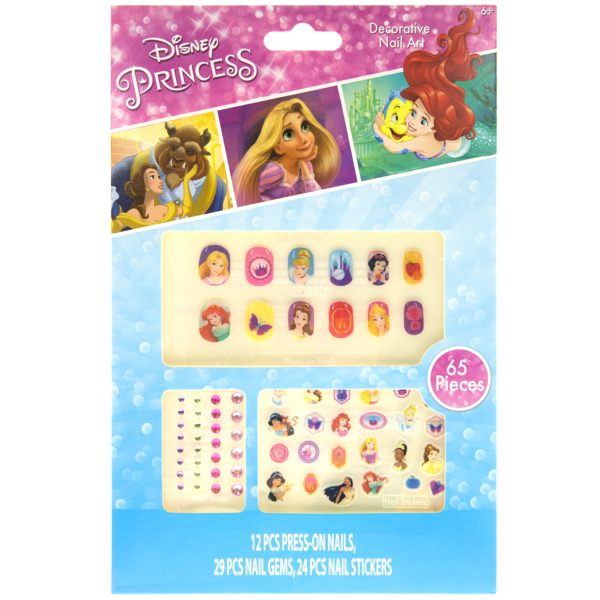  Disney Princess 65 Piece Decorative Nail Art Kit : Toys & Games