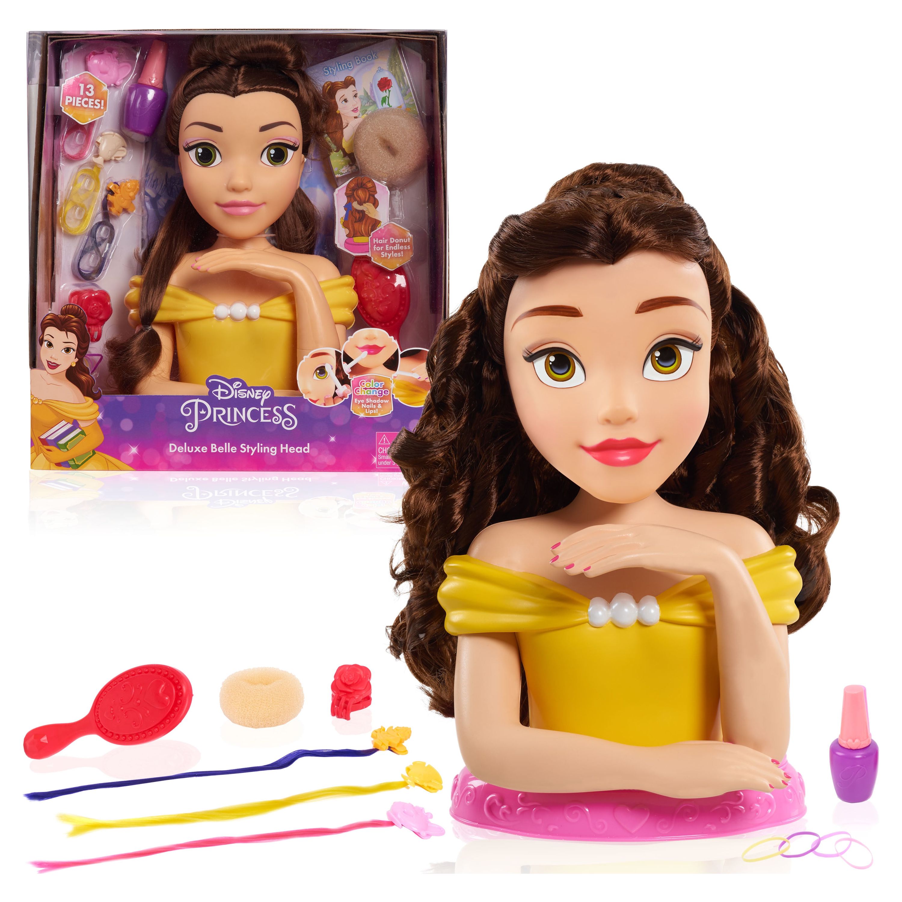 Disney Princess Deluxe Belle Styling Head, 13-pieces, Officially Licensed Kids Toys for Ages 3 Up, Gifts and Presents - image 1 of 6