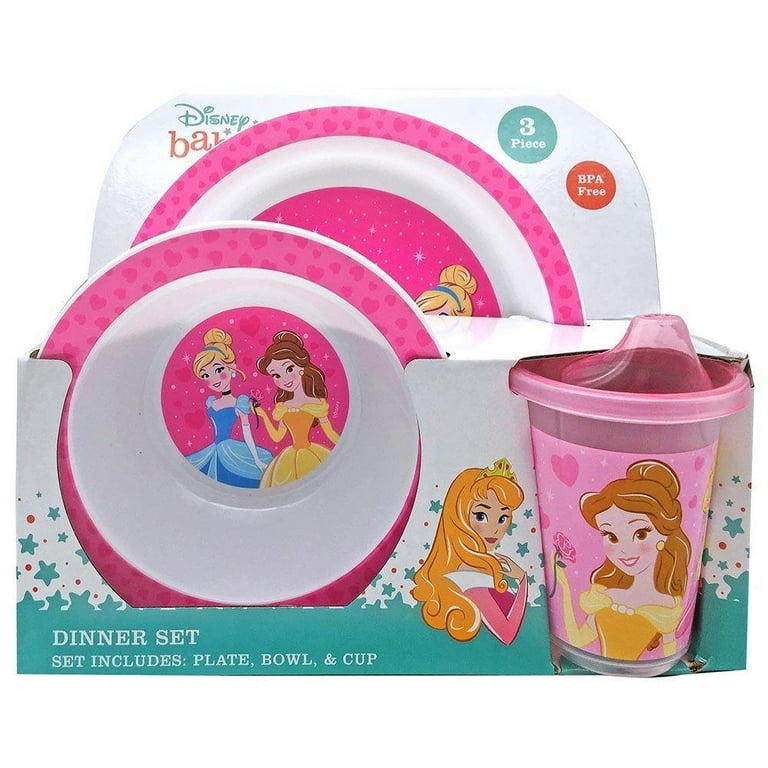 UPD, Disney Princess Dinnerware 3 Piece Set for Kids Ages 3 and Up